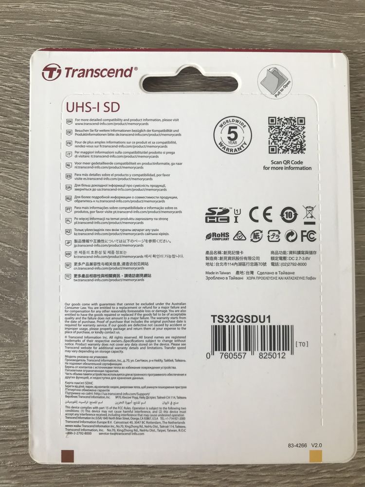 Карта памяти Transend 32 GB / Карта пам'яті Transcend 32Gb