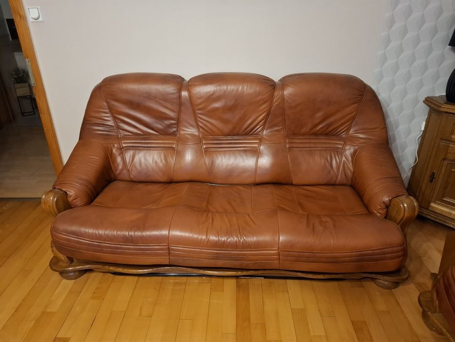 Zestaw skórzanych mebli do salonu