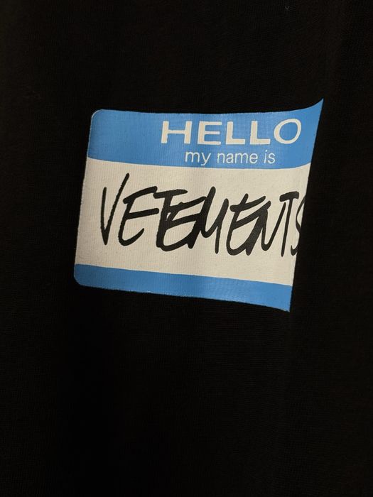 (М,L,XL,XXL) Футболка Vetements 'Hello My Name Is Vetements' Black Tee
