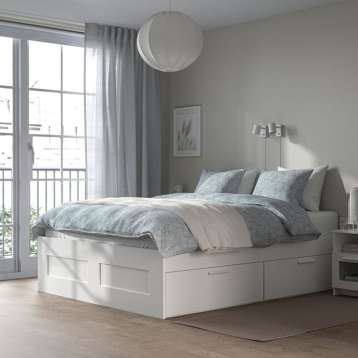 Cama c/arrumação, branca, 140x200 cm