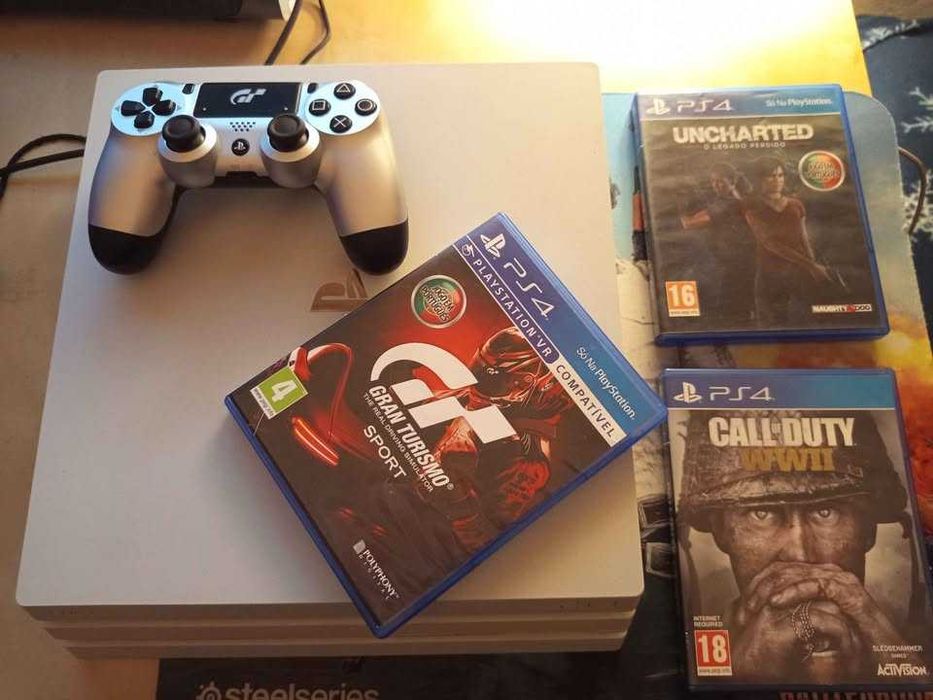 Playstation 4 Pro 1TB 4K HDR Branca Ediçao Especial C/ Comando E Jogos