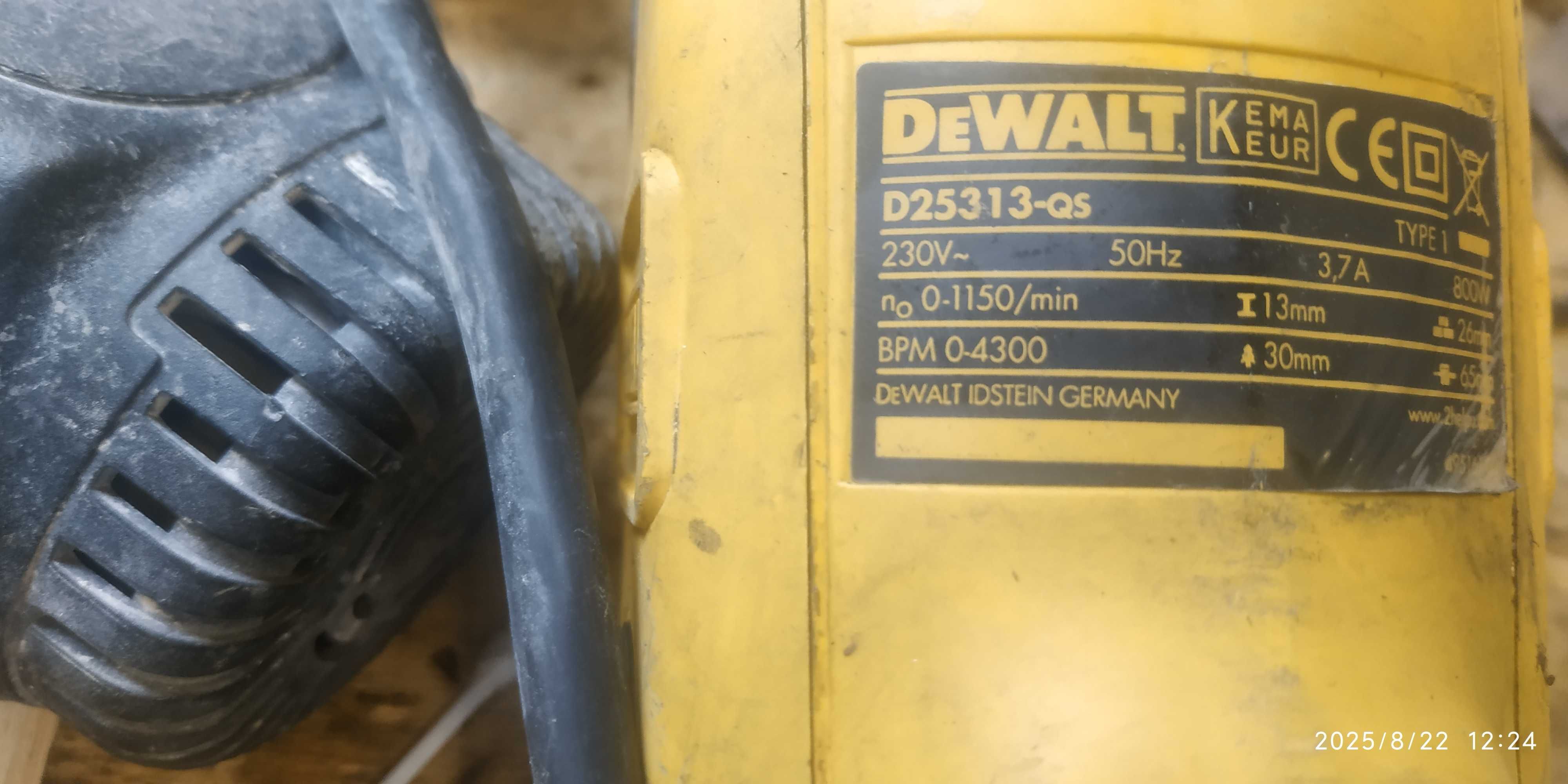 Оригинальный перфоратор DeWalt D25313-QS D25313K) нет удара есть видео
