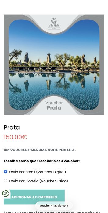Vendo voucher PRATA hoteis vila galé