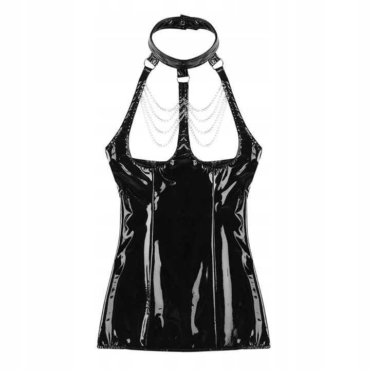 BD83 Sexy mini sukienka latex odkryte piersi - S - M - L - XL