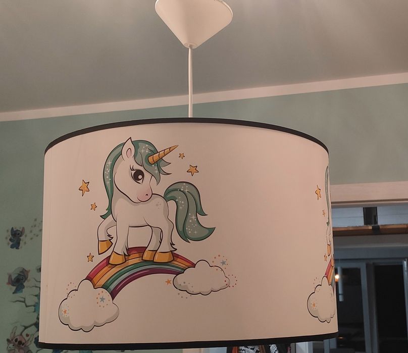 Lampa wisząca dziewczęca jednorożce walec