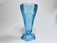 Szklany wazon błękitny "Chevron Glass"- Huta Davidson Art Deco