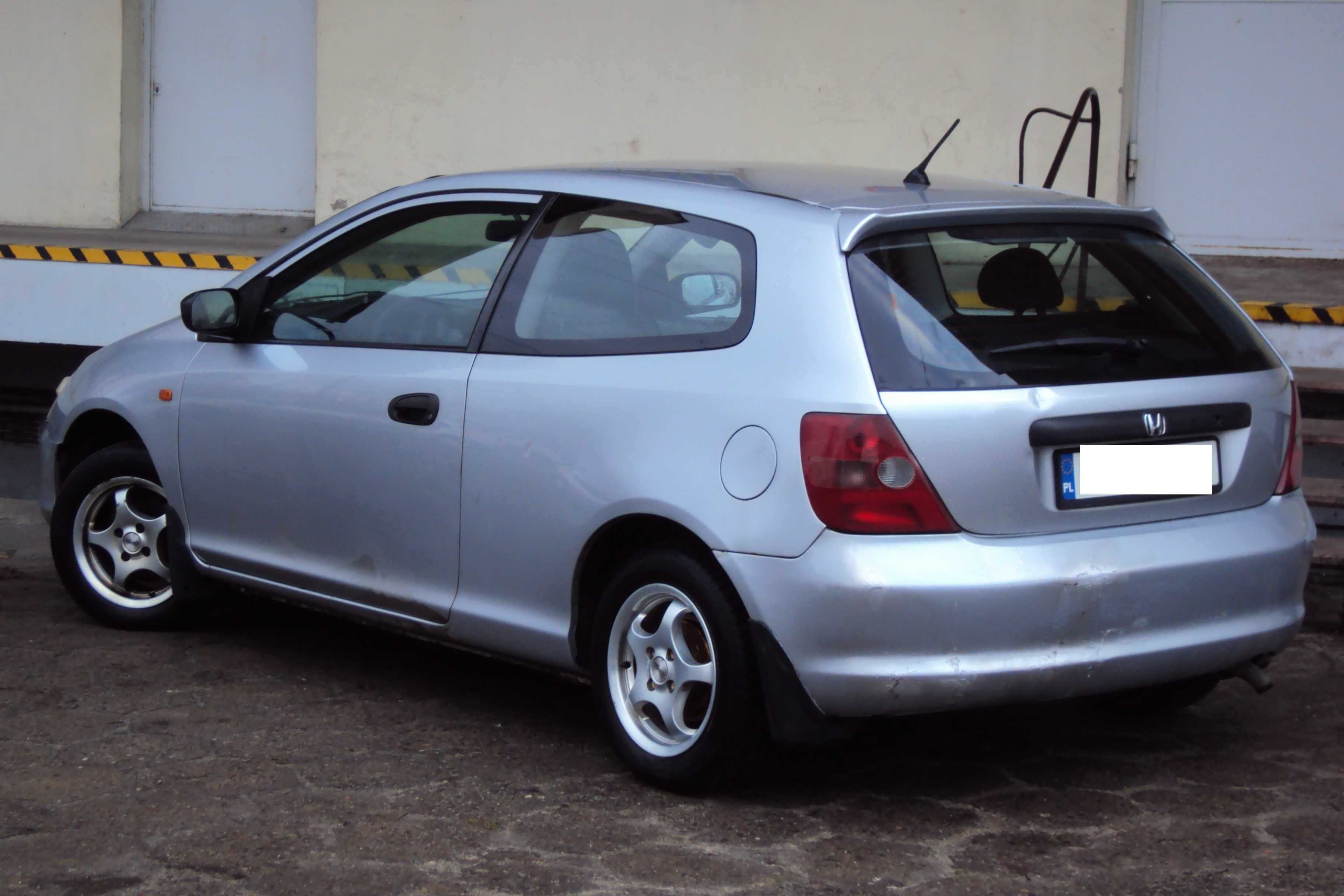 TANIO !! Honda Civic VII 2002r. 1.4 16V z GAZEM, KLIMA, USZKODZONA