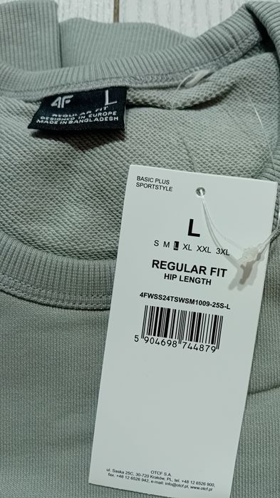 Nowa! Oryginalna 4F bluza dresowa męska L szara z napisem SPORT (879)