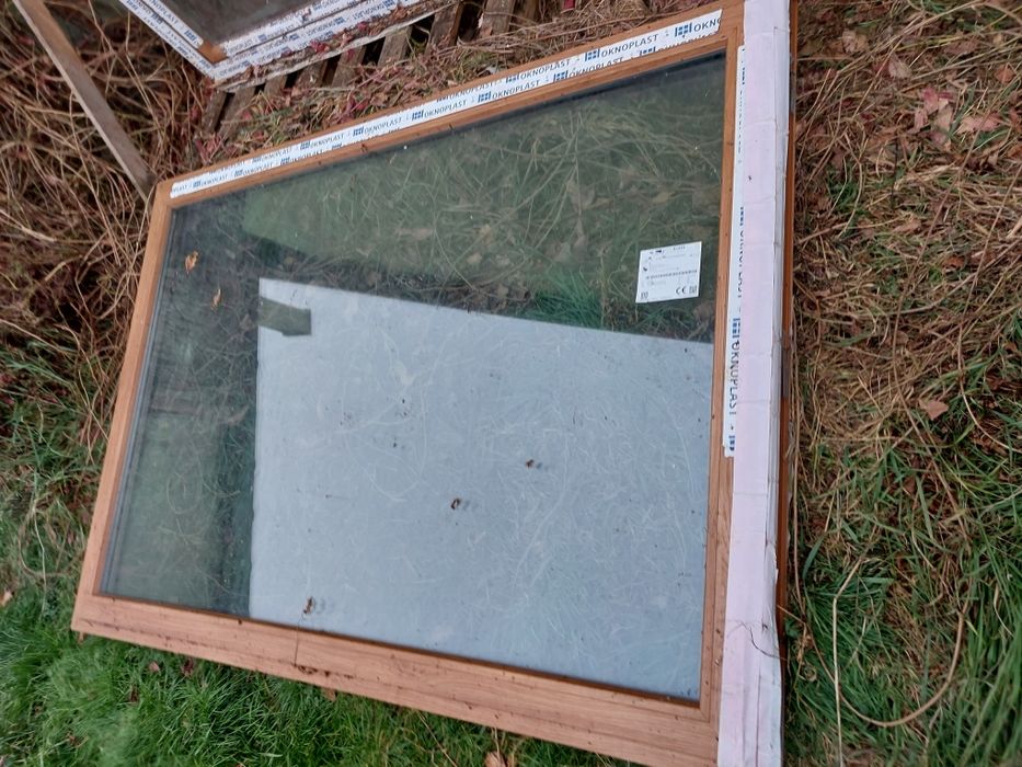 Okno tarasowe stałe kolor dąb winchester