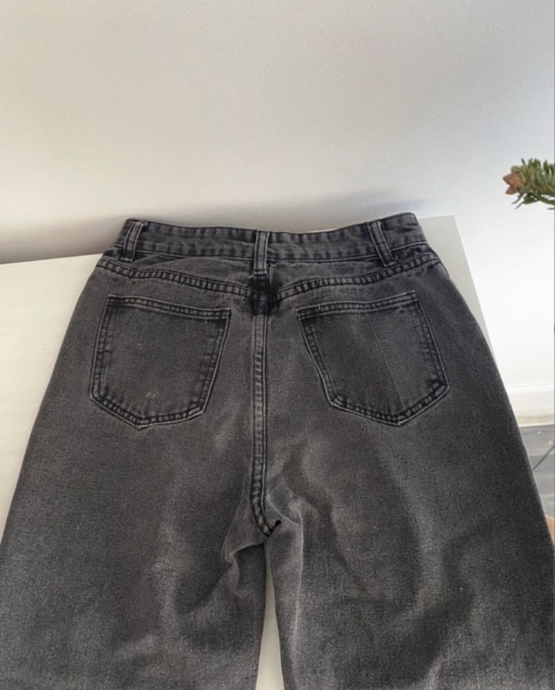 Shein XS/34 szare jeansowe spodnie z wyższym stanem jeansy