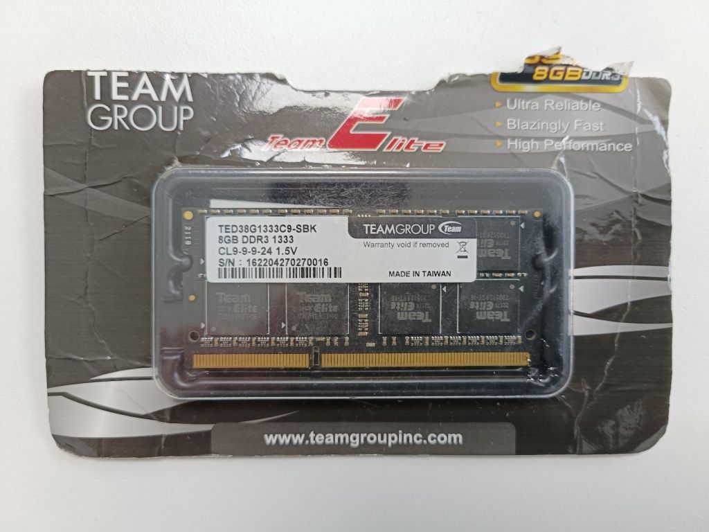 Memória Team Group DDR3 8GB (Nova) 1333 para portátil