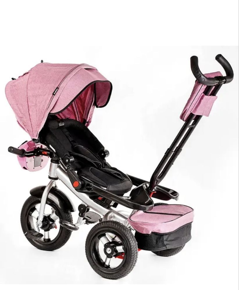 Велосипед триколісний з батьківською ручкою Best Trike для дівчинки.