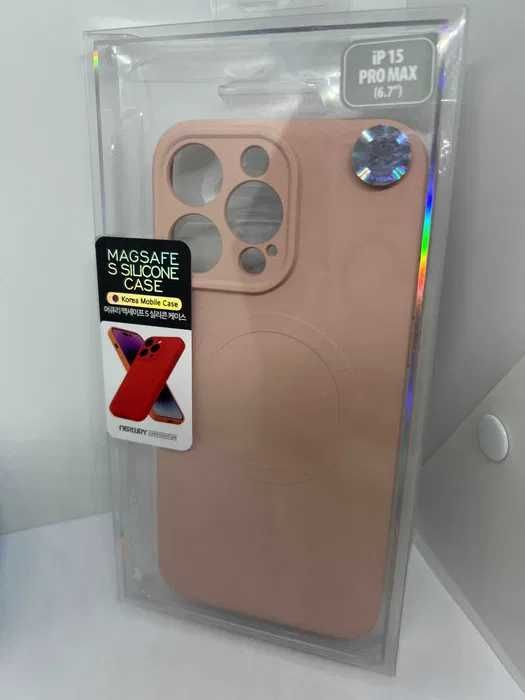 Mercury MagSafe Silicone Mikrofibra - iPhone 15 Pro Max - Róż Jasny
