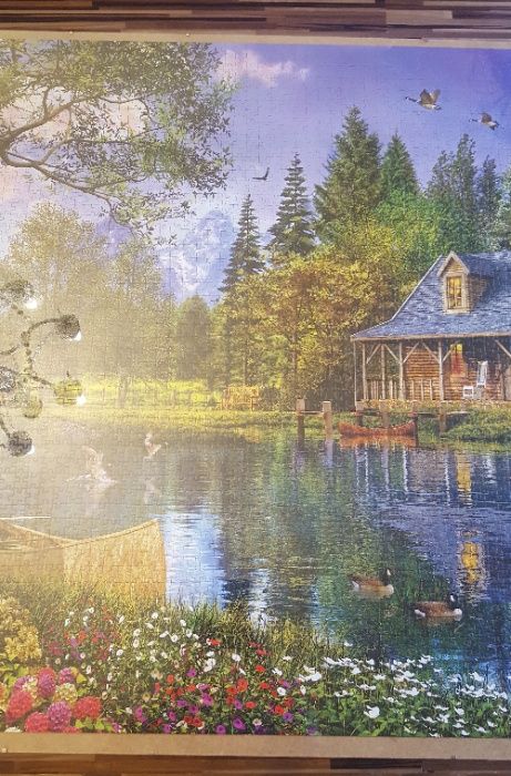 Puzzle puzle ułożone dom nad jeziorem 4000 szt z antyramą Trefl
