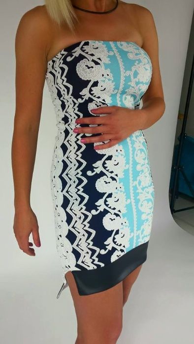 Spódnica lycra skóra wzory etno boho LA MANIA od projektantki ołówkowa