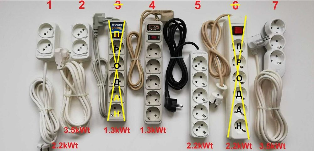 Удлинитель Viko HausMark SVEN OPTIMA PowerCoM 2-3-5-6 гнезд 3,5–1,3kW