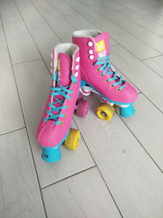 Wrotki KRF School różowe 34