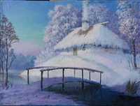 Картина- мініатюра "Зима " 15 см. на 20 см. полотно, олія.