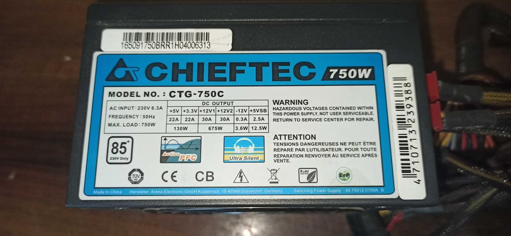 Блок питания ATX 750W Chieftec CTG-750C