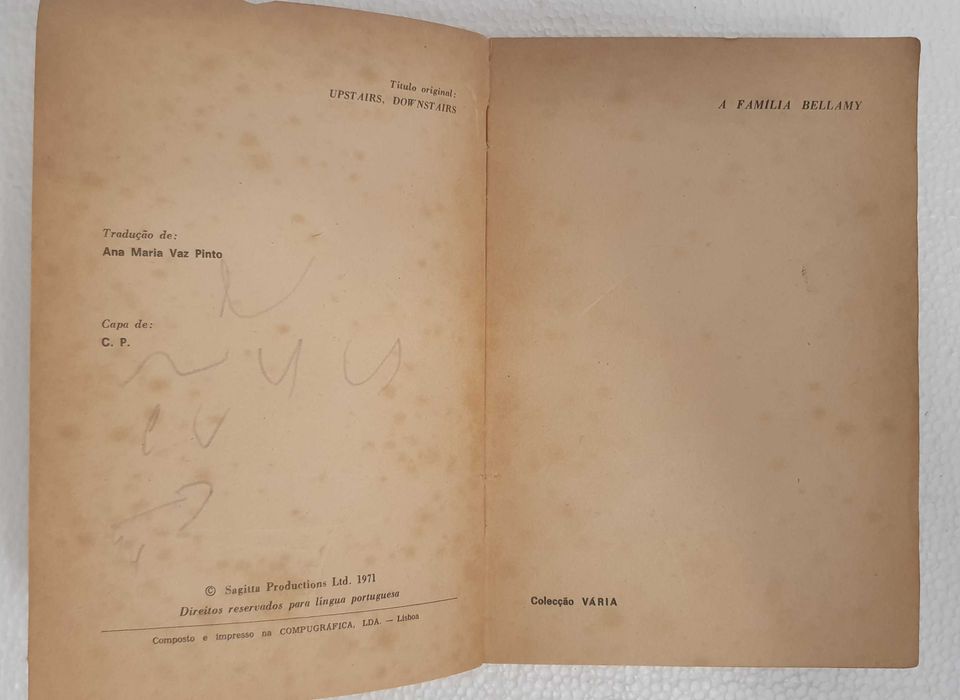 Livro A Familia Bellamy, de John Hawkesworth - Ed. Portugália - 1971