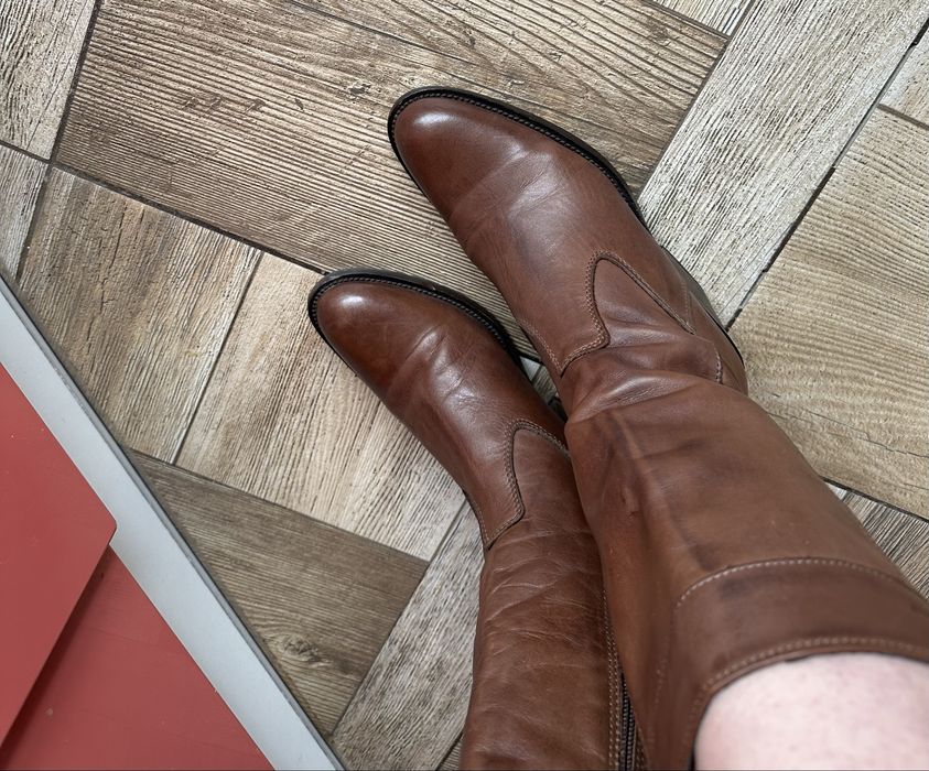 Шкіряні «козаки» ten points в трендовому шоколадному кольорі