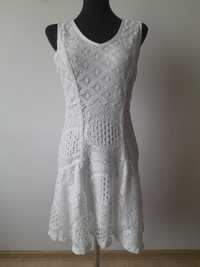 Piękna biała koronkowa sukienka, Desigual,  M