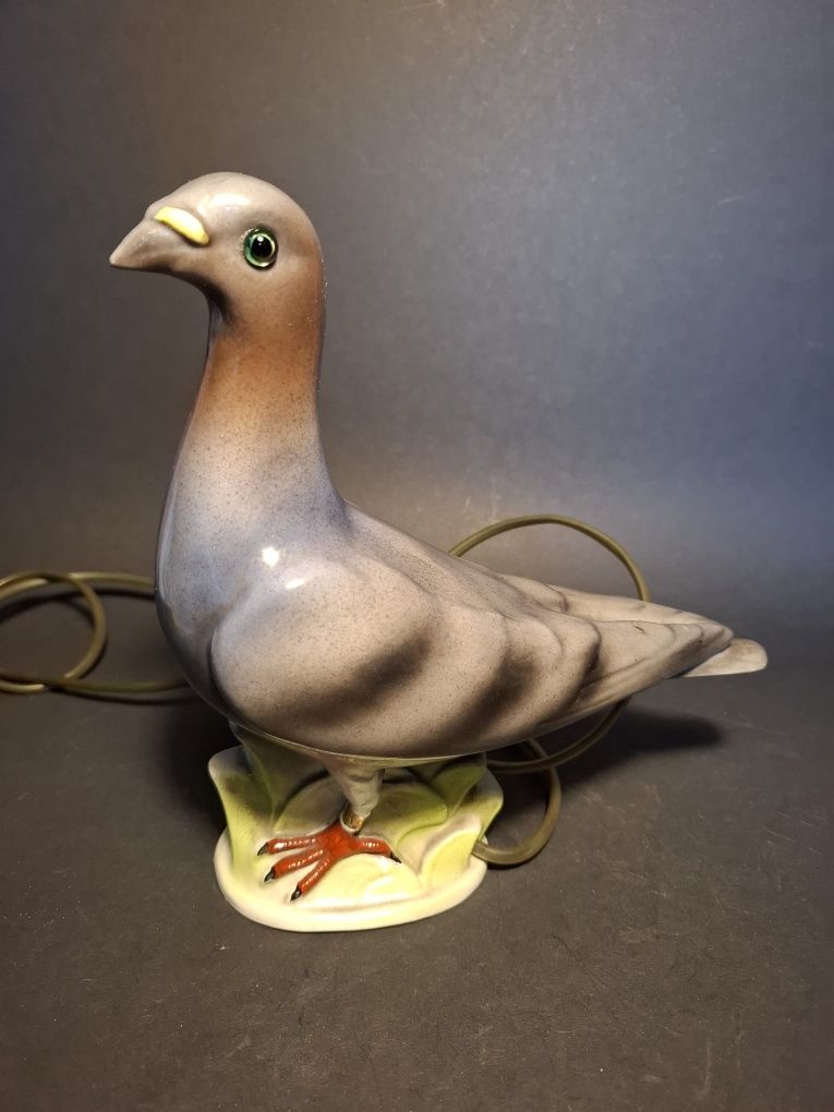 Porcelanowa Lampa art deco gołąb