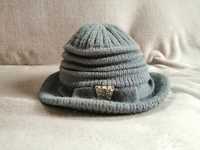 Женская шапка, серая вязаная, зимняя, красивая