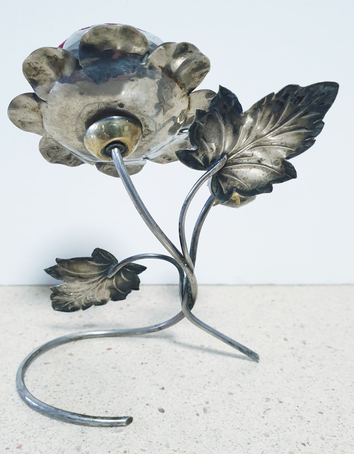 Raro maravilhoso alfineteiro / agulheiro - flor  em prata