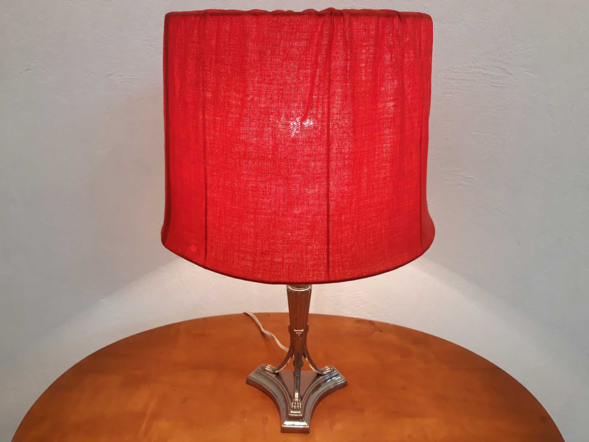 Lampa przedwojenna stołowa kurze łapki chromowana mosiądz abażur 1912