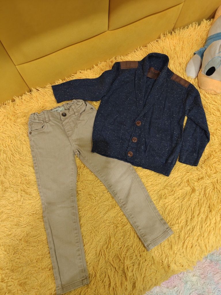 Komplet spodnie musztardowe+bluza elegancka rozpinana dla chłopca r.10