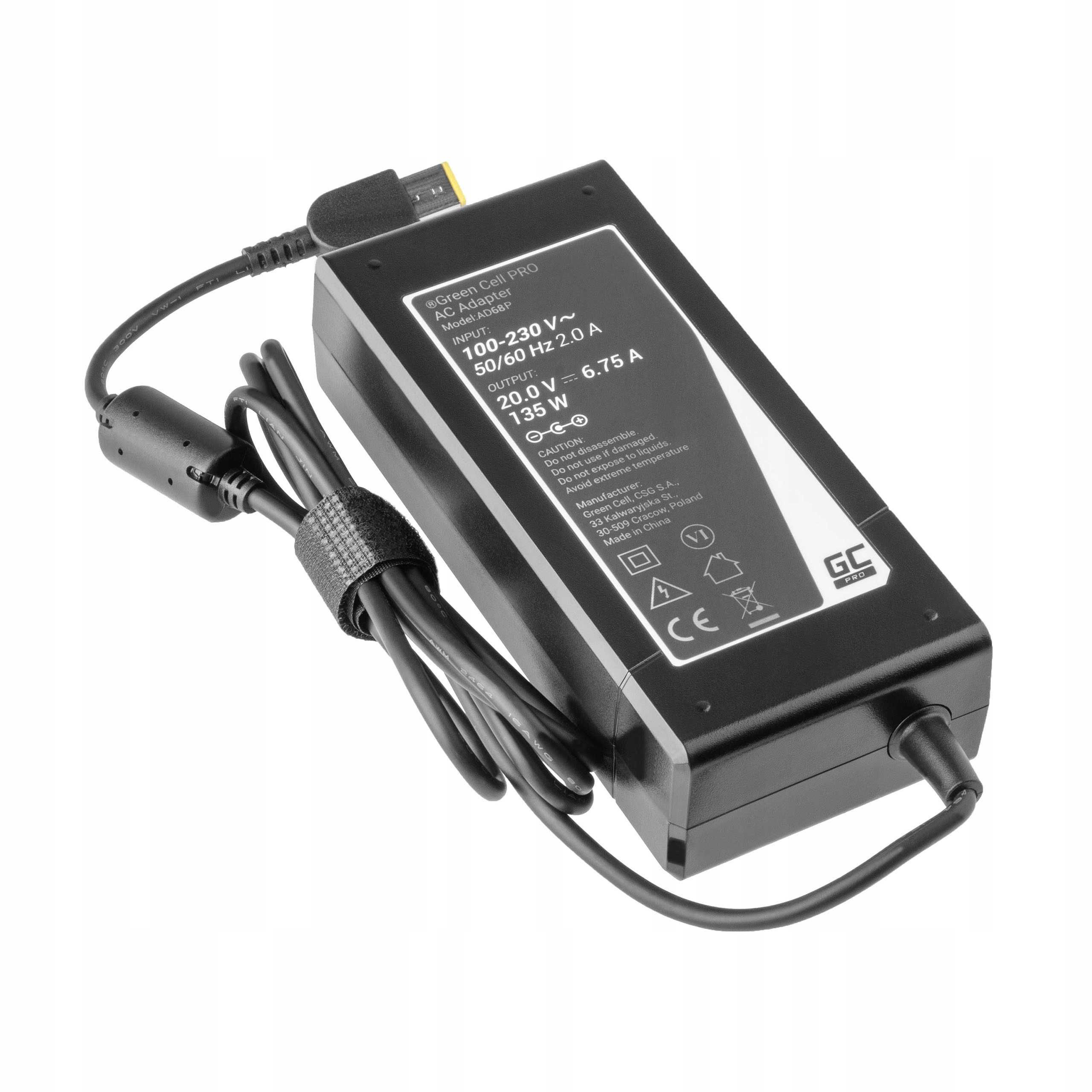 Zasilacz Ładowarka Green Cell PRO do laptopa Lenovo 135W 20V 6.75A