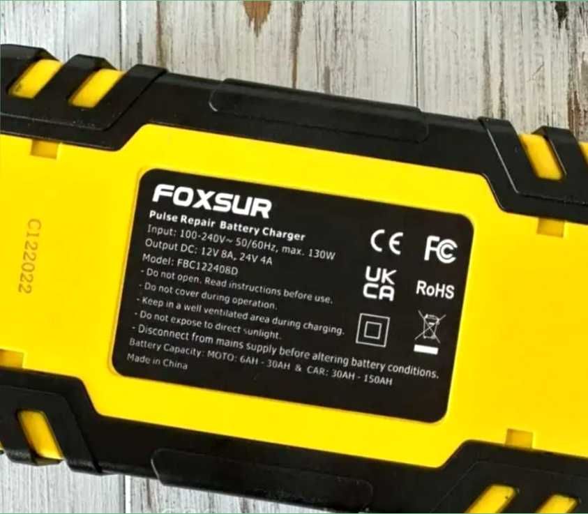 Зарядное устройство Foxsur 8А 12В/24В для аккумуляторов, зарядка