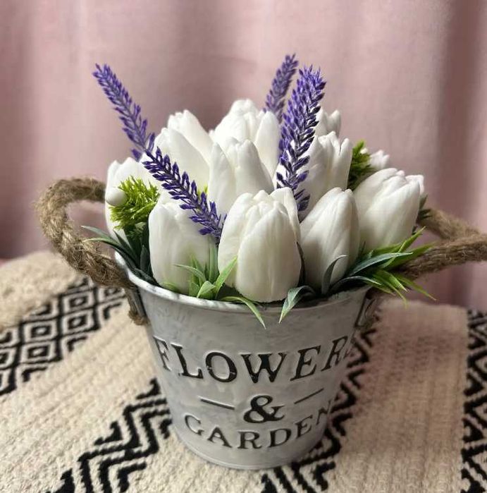Мильна композиція - Букет тюльпанів з лавандою