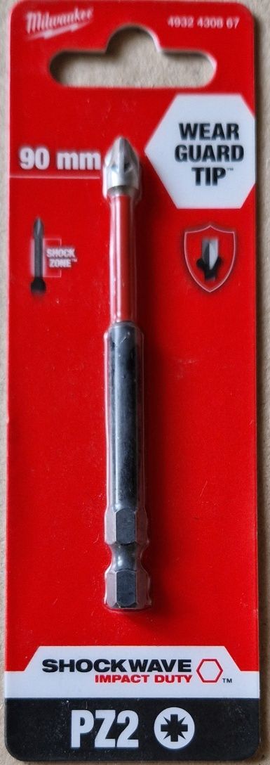 bity udarowe PZ2 x 90 mm - MILWAUKEE - Shockwave - 3 sztuki
