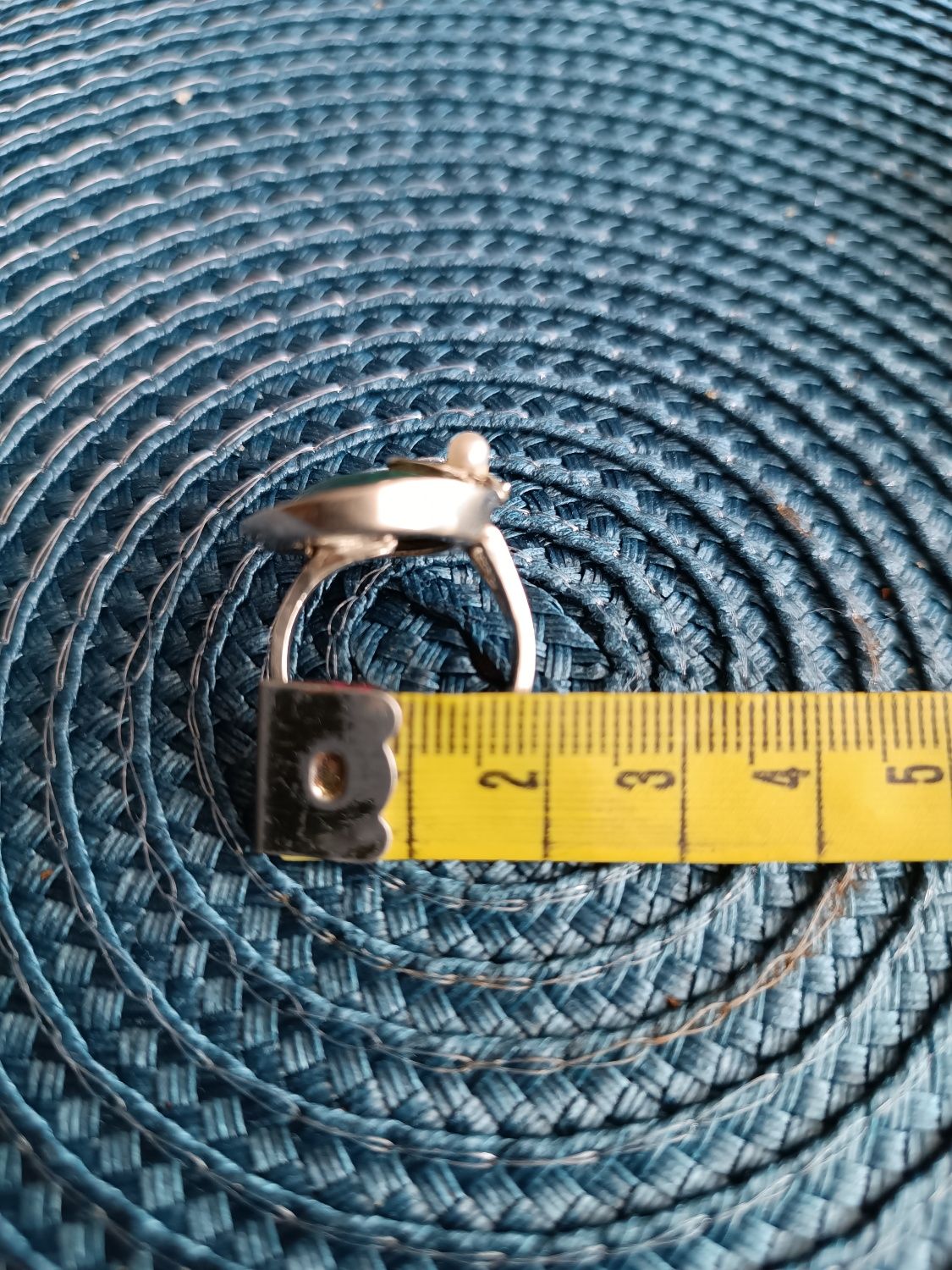 Pierścionek z Perłą i Malachitem Srebro Próba 925 Średnica 18mm