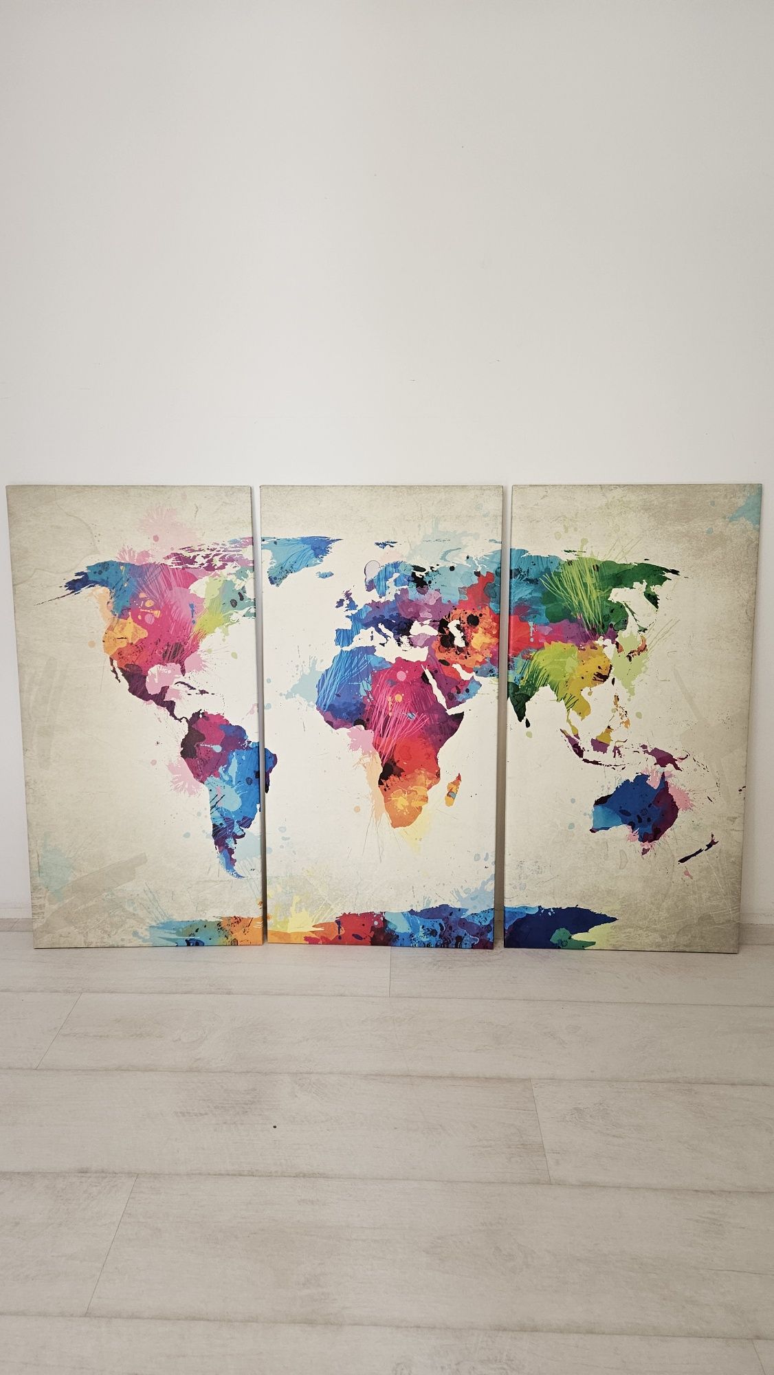 Obraz tryptyk mapa świata 120x80 xxl
