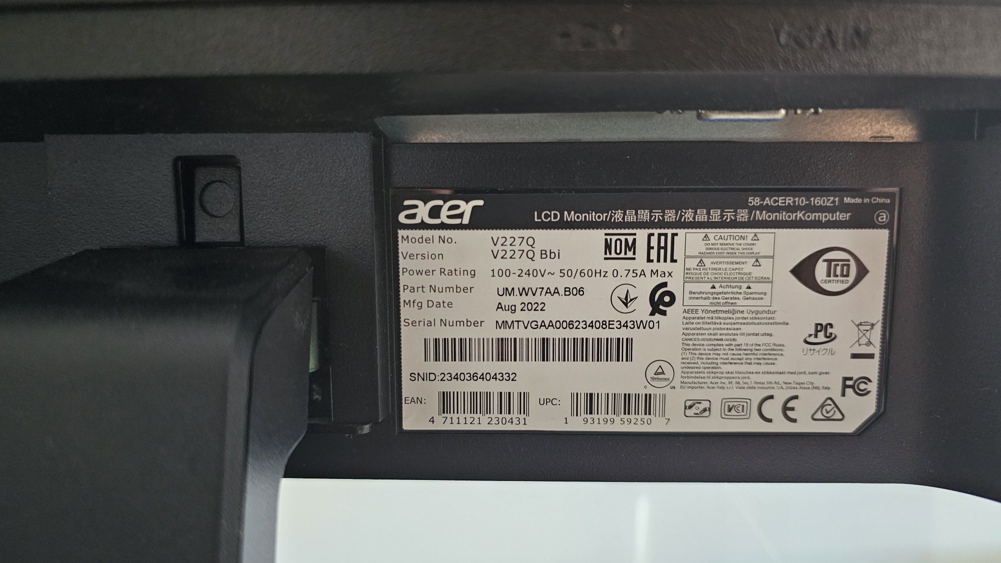 Monitor Acer 21' Full HD