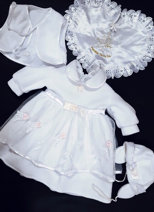 Sukienka ubranko do Chrztu r.68 + szatka gratis!