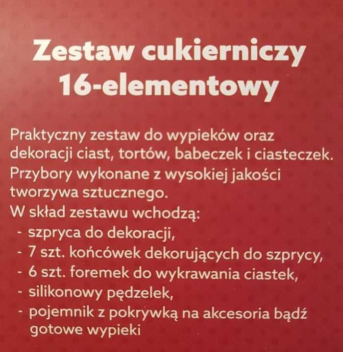 Zestaw cukierniczy MPM 16 elementów - pudełko do przechowywania atest