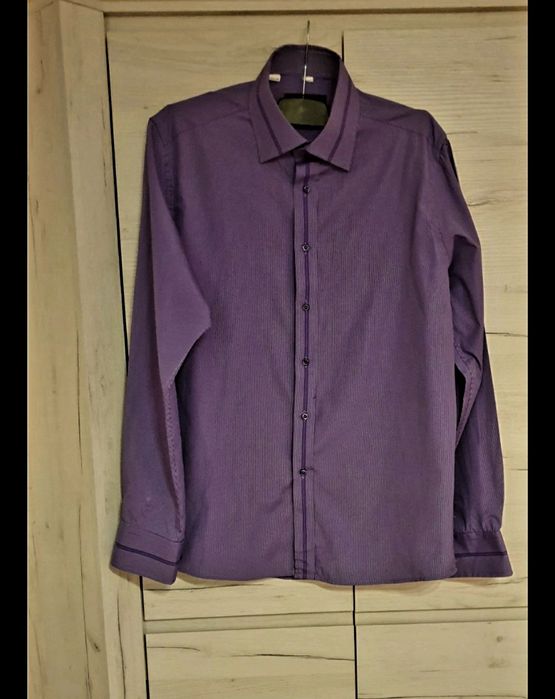 Koszula meska XL /42 fioletowa w w prążki fazzine slim fit