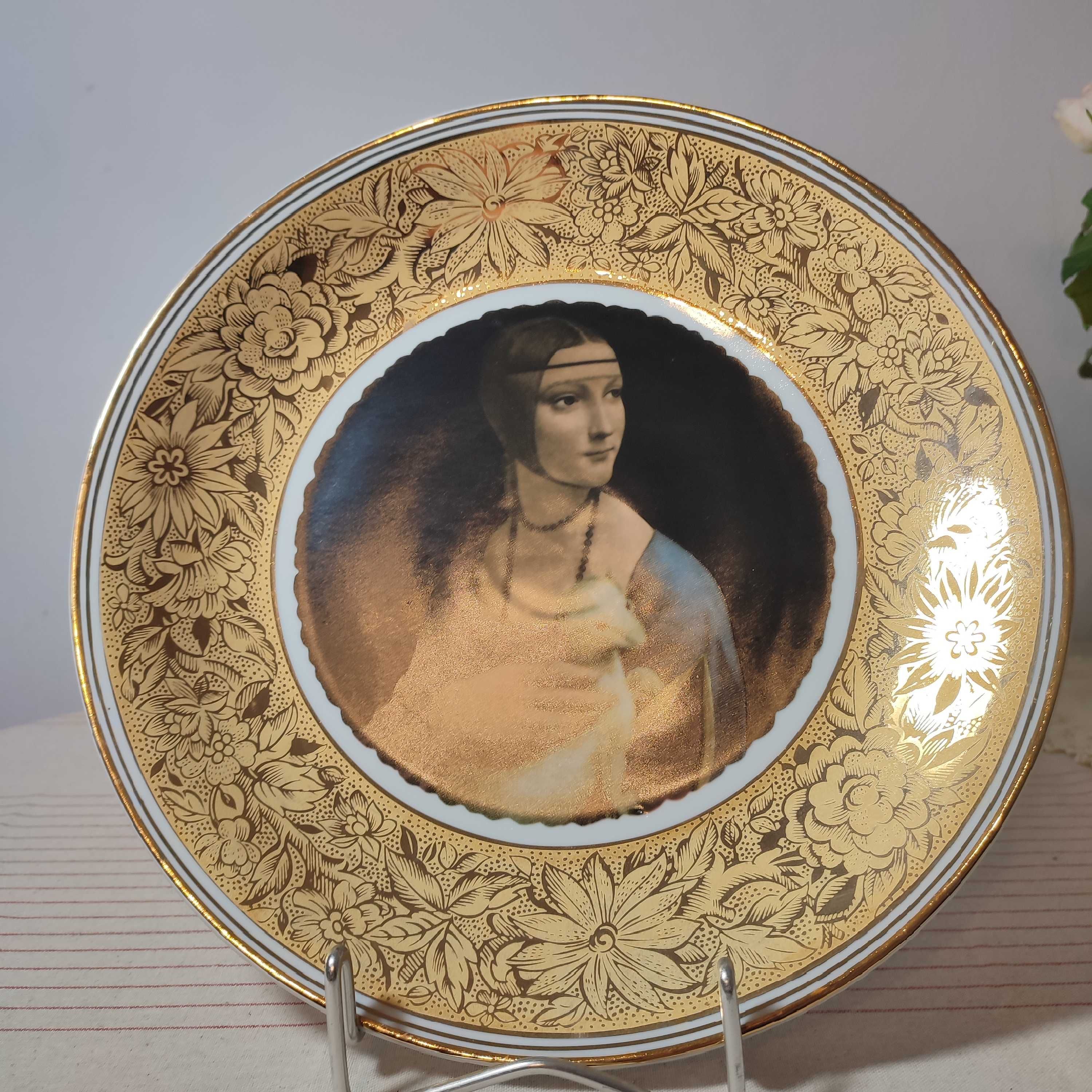 Patera porcelana Wałbrzych PRL Dama z gronostajem Da Vinci