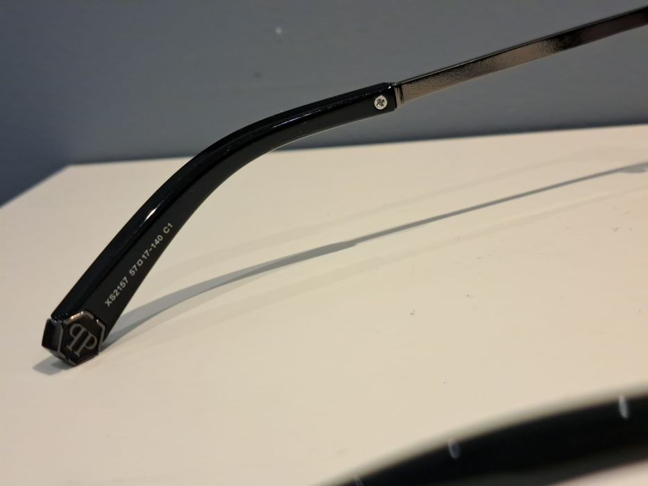 PHILIPP PLEIN czarne nowe męskie okulary przeciwsłoneczne logo grafit