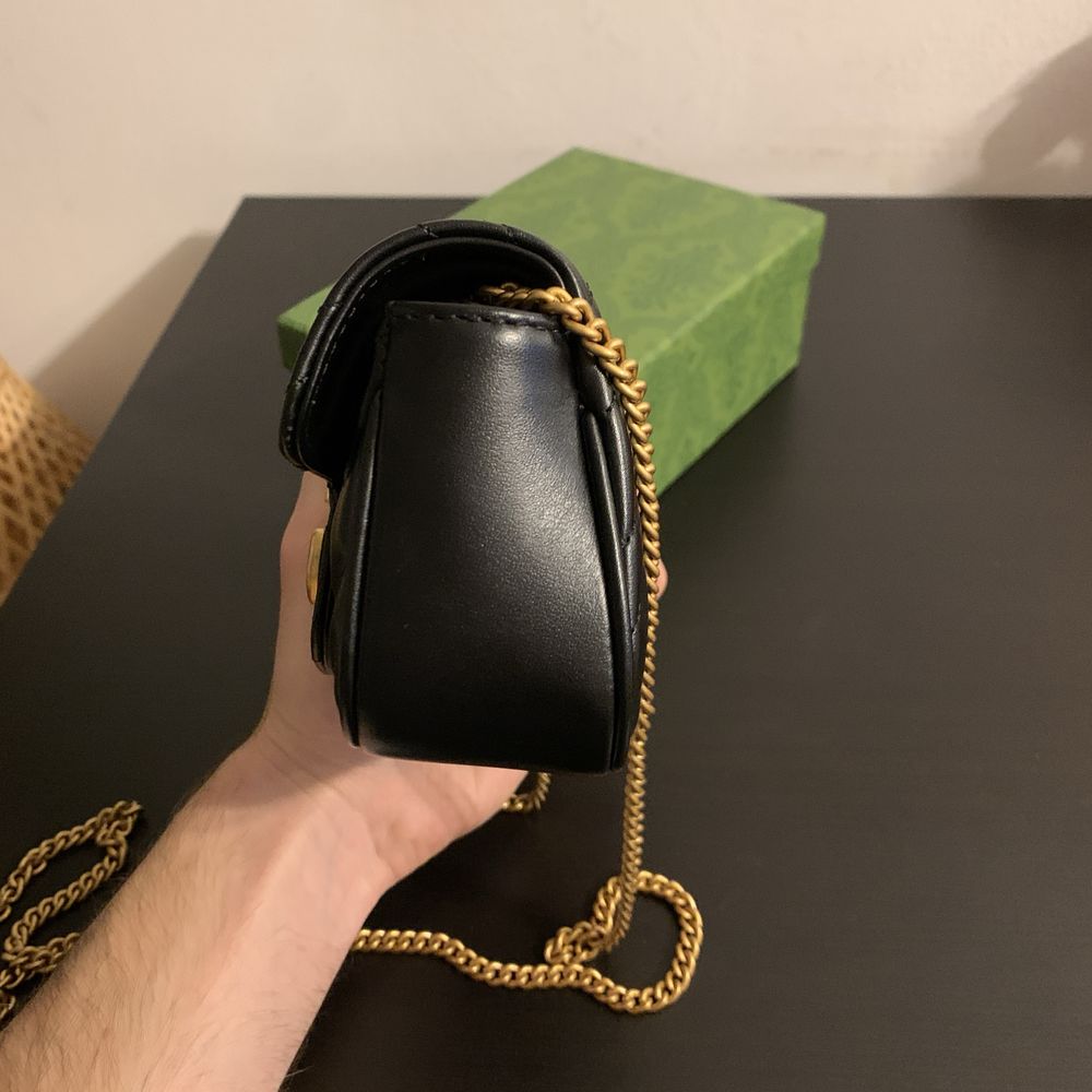 Gucci marmont mini czarna torebka skorzana