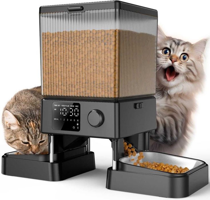 Automatyczny Dozownik Karmy Dla Kota Podajnik 2 Miski Inox Oneisall 5L