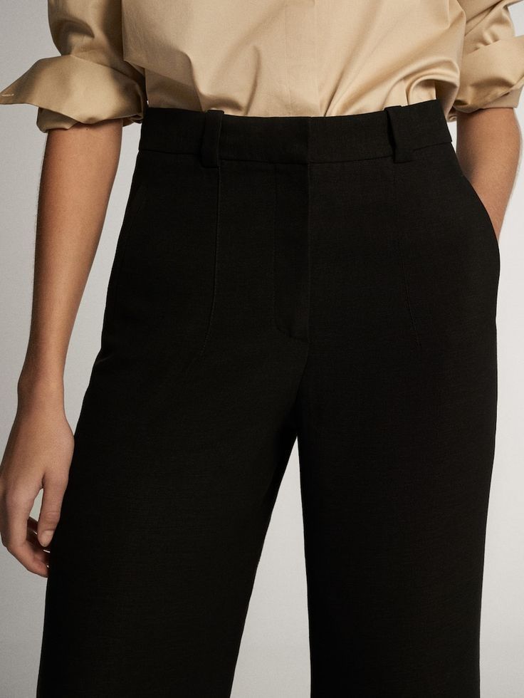 Широкі брюки кюлоти Massimo Dutti XS/S лляні штани льон ліоцелл чорні