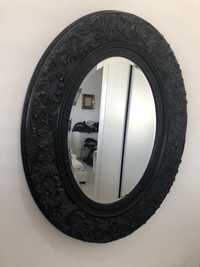 Espelho oval preto mate com relevo