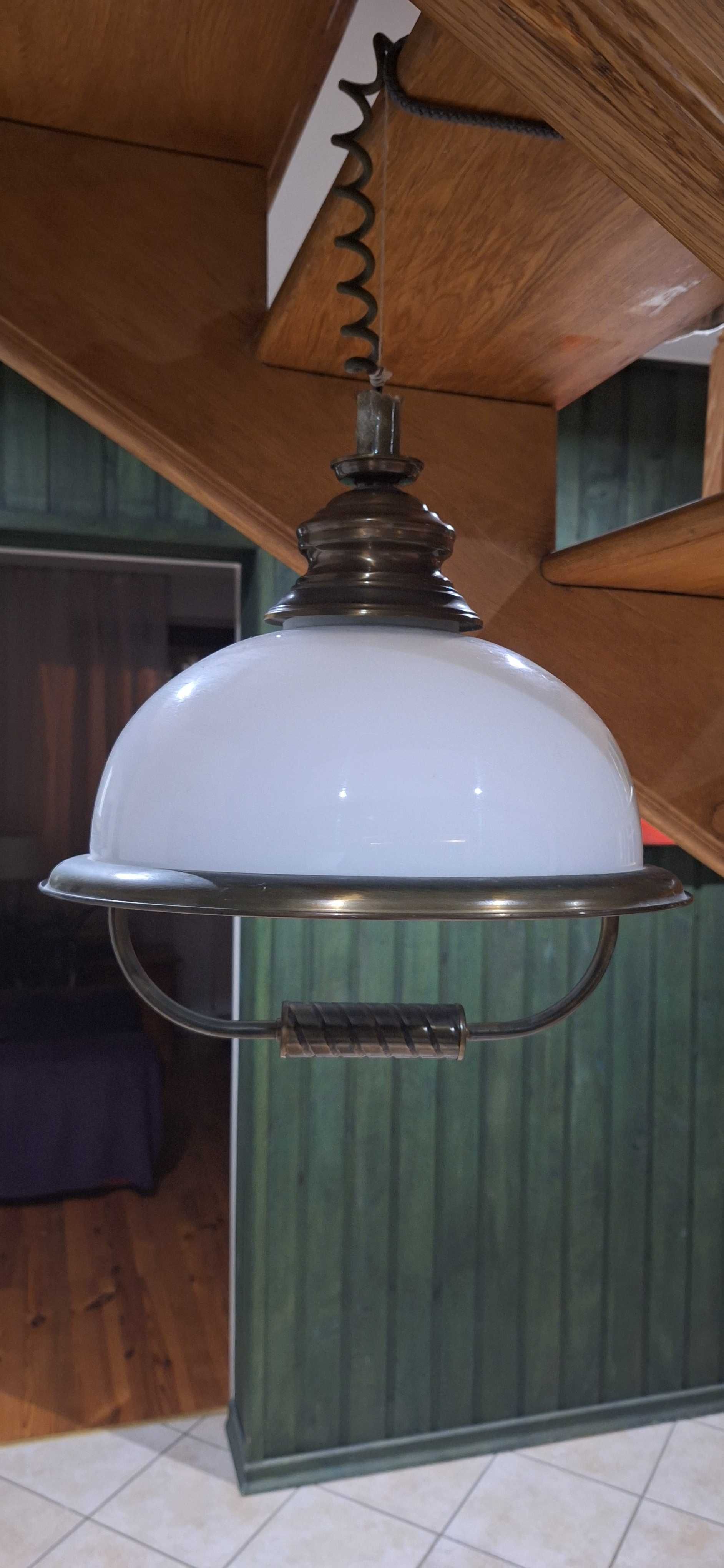 Szklana lampa wisząca, mosiądz