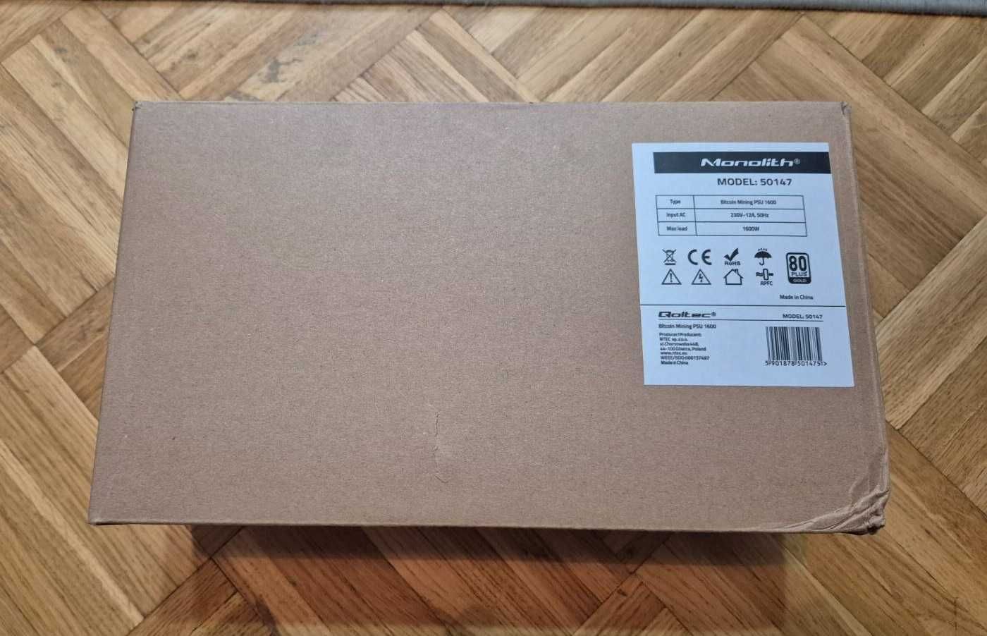 Qoltec Zasilacz ATX 1600W | 80 Plus Gold | Data mining