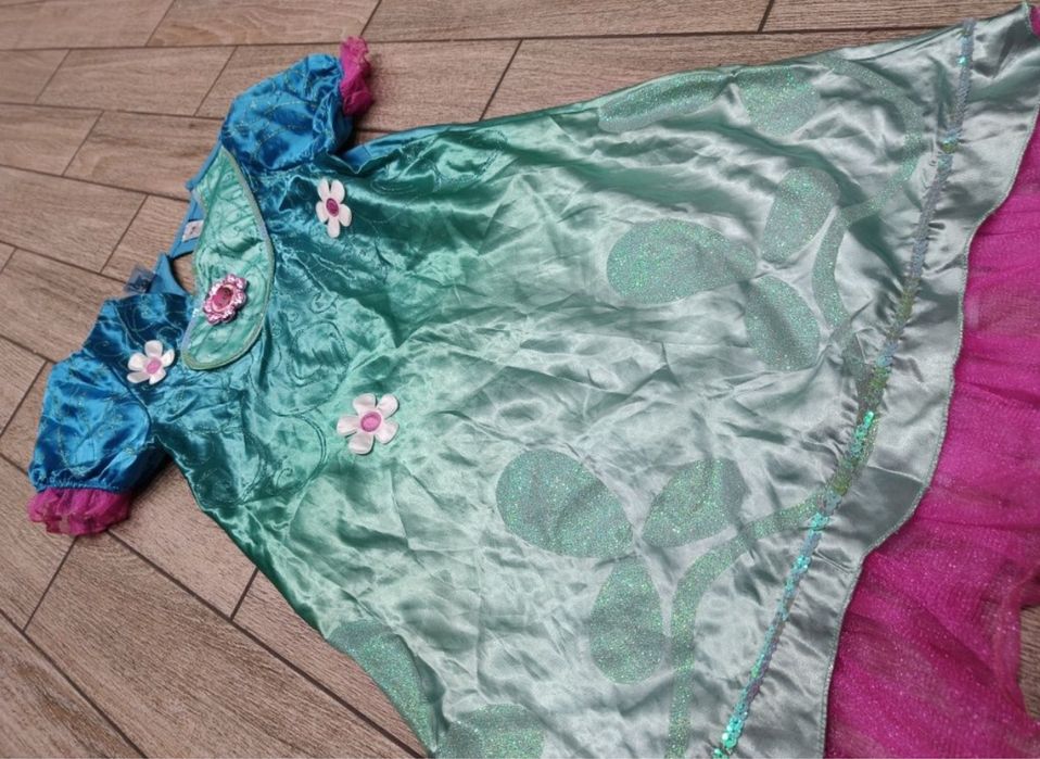 Sukienka strój Poppy, Trolle Disney roz. 122-128 cm